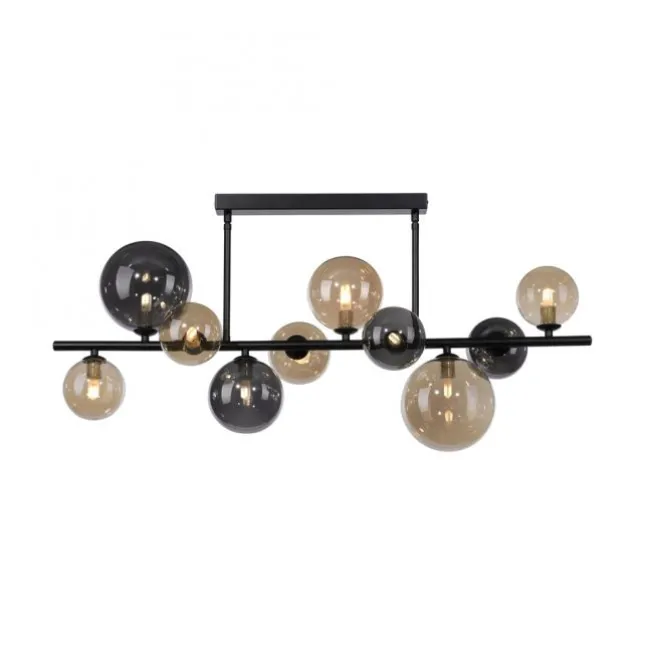 LED Deckenleuchte schwarz rund Rauchglas Amberglas warmweiß