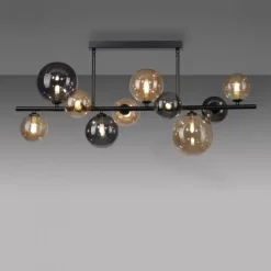 LED Deckenleuchte schwarz rund Rauchglas Amberglas warmweiß