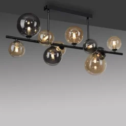 LED Deckenleuchte schwarz rund Rauchglas Amberglas warmweiß