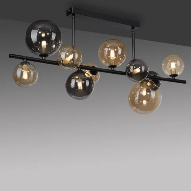 LED Deckenleuchte schwarz rund Rauchglas Amberglas warmweiß