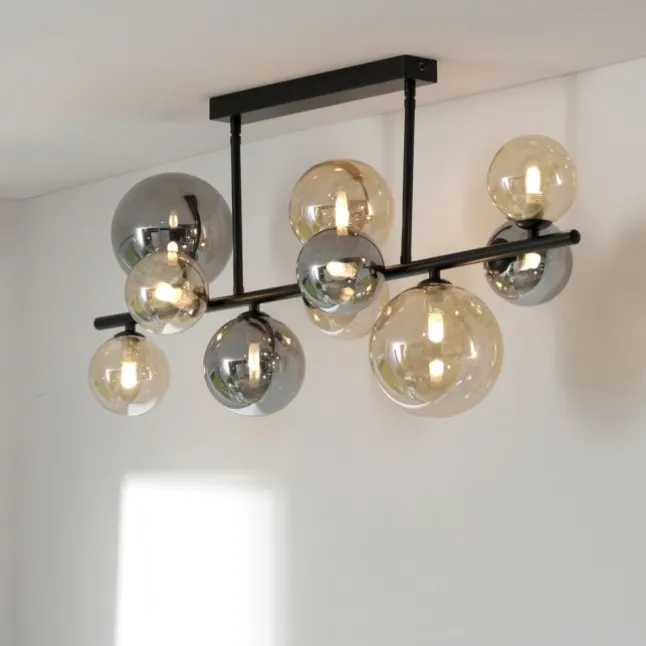 LED Deckenleuchte schwarz rund Rauchglas Amberglas warmweiß