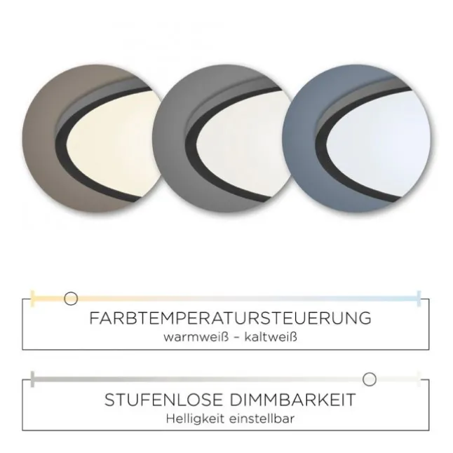 LED Deckenleuchte, schwarz, rund, dimmbar, Memory Funktion