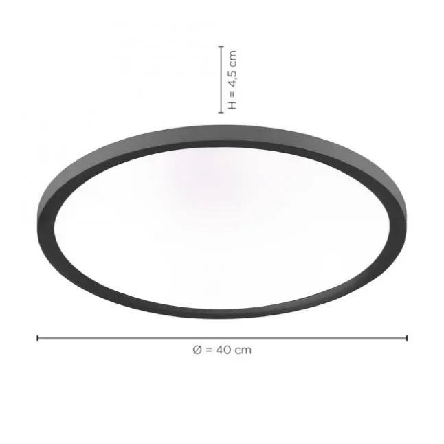 LED Deckenleuchte, schwarz, rund, dimmbar, Memory Funktion