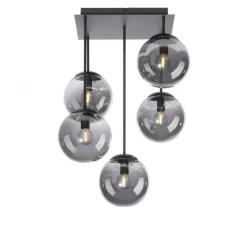 LED Deckenleuchte, schwarz, schlicht, zeitlos, 5 flammige Deckenlampe