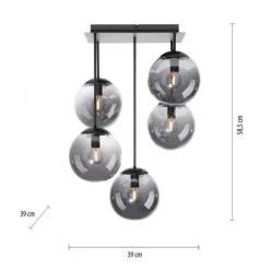LED Deckenleuchte, schwarz, schlicht, zeitlos, 5 flammige Deckenlampe