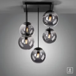 LED Deckenleuchte, schwarz, schlicht, zeitlos, 5 flammige Deckenlampe