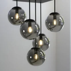 LED Deckenleuchte, schwarz, schlicht, zeitlos, 5 flammige Deckenlampe