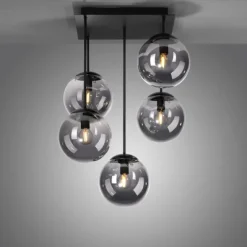 LED Deckenleuchte, schwarz, schlicht, zeitlos, 5 flammige Deckenlampe