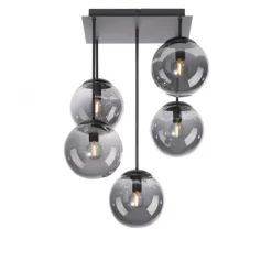 LED Deckenleuchte, schwarz, schlicht, zeitlos, 5 flammige Deckenlampe