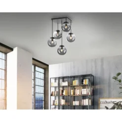 LED Deckenleuchte, schwarz, schlicht, zeitlos, 5 flammige Deckenlampe