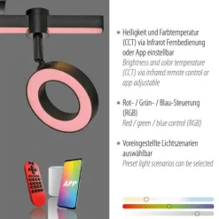 LED Deckenleuchte schwarz Smarthome dimmbar Fernbedienung App