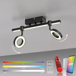LED Deckenleuchte schwarz Smarthome dimmbar Fernbedienung App