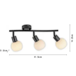 LED Deckenleuchte schwarz Spots 3 flammig drehbar schwenkbar Opalglas
