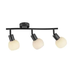 LED Deckenleuchte schwarz Spots 3 flammig drehbar schwenkbar Opalglas