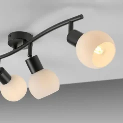 LED Deckenleuchte schwarz Spots 3 flammig drehbar schwenkbar Opalglas