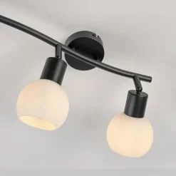 LED Deckenleuchte schwarz Spots 3 flammig drehbar schwenkbar Opalglas