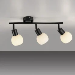 LED Deckenleuchte schwarz Spots 3 flammig drehbar schwenkbar Opalglas