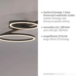 LED Deckenleuchte schwarz Switchmo Technik dimmbar Leuchtringe