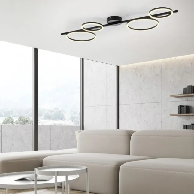 LED Deckenleuchte schwarz Switchmo Technik dimmbar Leuchtringe
