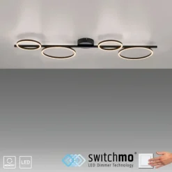 LED Deckenleuchte schwarz Switchmo Technik dimmbar Leuchtringe
