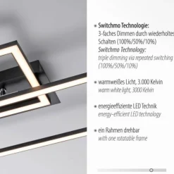 LED Deckenleuchte schwarz Switchmo Technik längliche Rahmen schwarz flach