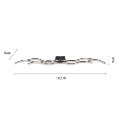 LED-Deckenleuchte, schwarz, Wellendesign, 139,5cm lang, modern