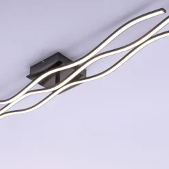 LED-Deckenleuchte, schwarz, Wellendesign, 139,5cm lang, modern
