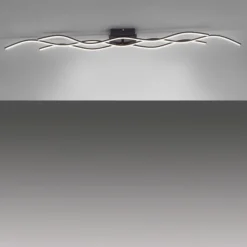 LED-Deckenleuchte, schwarz, Wellendesign, 139,5cm lang, modern