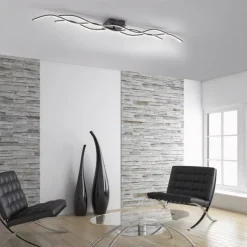 LED-Deckenleuchte, schwarz, Wellendesign, 139,5cm lang, modern