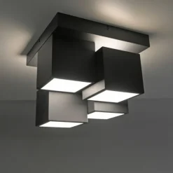 LED Deckenleuchte schwarz Würfelform mit Backlight Wohnzimmer