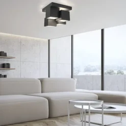 LED Deckenleuchte schwarz Würfelform mit Backlight Wohnzimmer