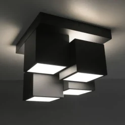 LED Deckenleuchte schwarz Würfelform mit Backlight Wohnzimmer