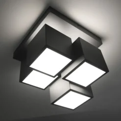 LED Deckenleuchte schwarz Würfelform mit Backlight Wohnzimmer