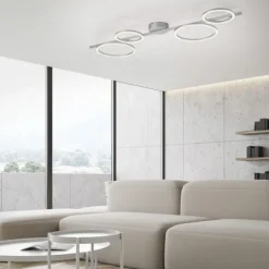 LED Deckenleuchte silber dimmbar in 3 Stufen Ringform Memoryfunktion