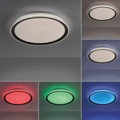 LED-Deckenleuchte, silber, dimmbar, App, Fernbedienung