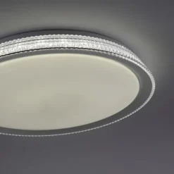 LED-Deckenleuchte, silber, dimmbar, App, Fernbedienung