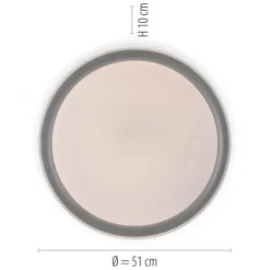 LED-Deckenleuchte, silber, dimmbar, App, Fernbedienung