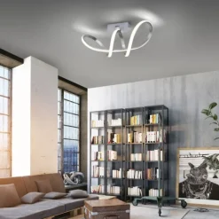 LED-Deckenleuchte, silber, dimmbar, IP20, Innenleuchte