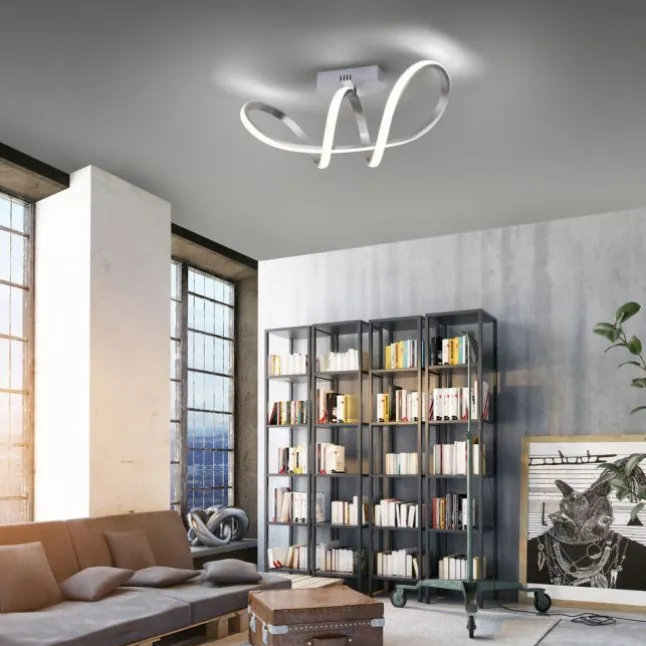 LED-Deckenleuchte, silber, dimmbar, IP20, Innenleuchte