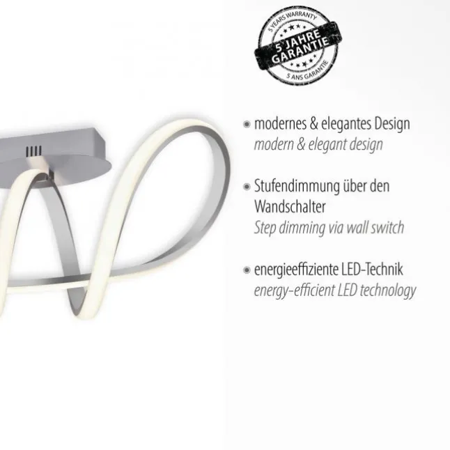 LED-Deckenleuchte, silber, dimmbar, IP20, Innenleuchte