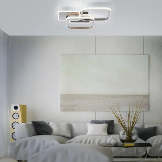 LED Deckenleuchte silber eckig schlicht warmweiß Licht