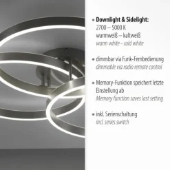 LED Deckenleuchte silberfarbig rund dimmbar CCT Memoryfunktion