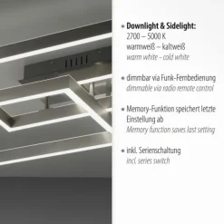 LED Deckenleuchte silberfarbig 82x50cm dimmbar CCT Memoryfunktion