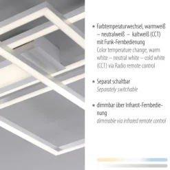 LED Deckenleuchte silberfarbig flach dimmbar Fernbedienung CCT