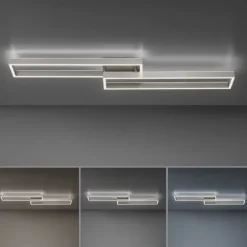 LED Deckenleuchte silberfarbig rechteckig dimmbar CCT Memoryfunktion