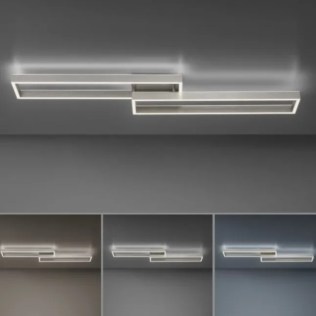 LED Deckenleuchte silberfarbig rechteckig dimmbar CCT Memoryfunktion