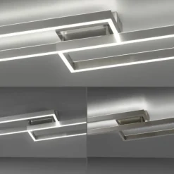 LED Deckenleuchte silberfarbig rechteckig dimmbar CCT Memoryfunktion