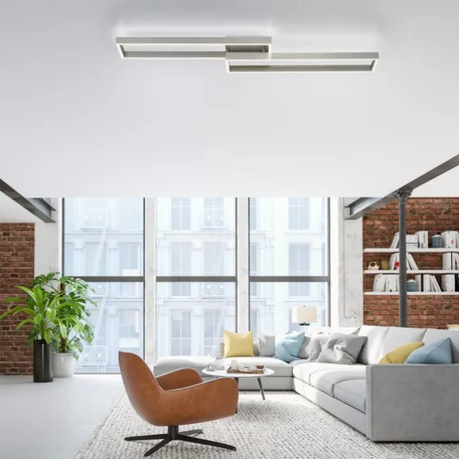 LED Deckenleuchte silberfarbig rechteckig dimmbar CCT Memoryfunktion