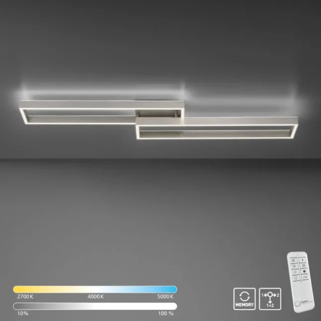 LED Deckenleuchte silberfarbig rechteckig dimmbar CCT Memoryfunktion