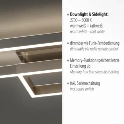 LED Deckenleuchte silberfarbig rechteckig dimmbar CCT Memoryfunktion